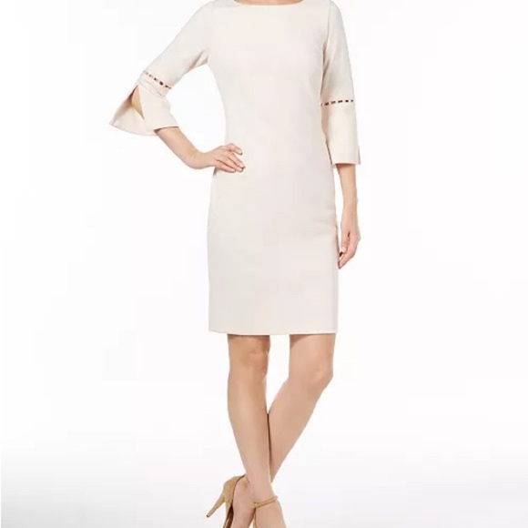 NWOT Calvin Klein Split Pearl Sheath Dress Soft Pink Blossom sz 10 - Picture 2 of 11